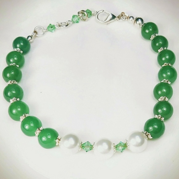 Green Adventurine and Pearl Bracelet - Picture 1 of 3